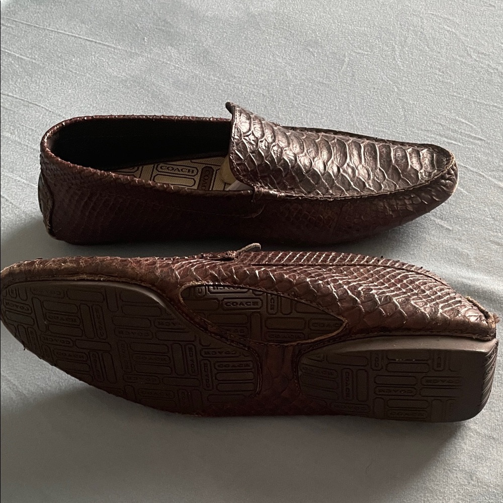 Coach Dark Brown Boa real snake skin Men's Loafers - Picture 6 of 7